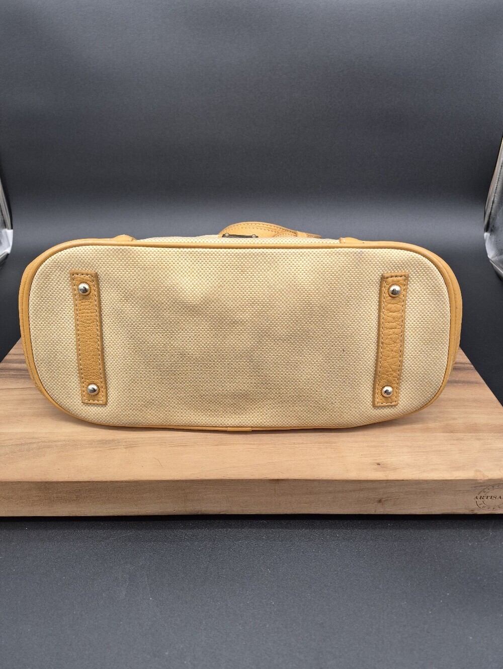 Dooney & Bourke Yellow Canvas & Leather Bag w/key Fob, Adjustable Strap 12.5×8×6 - Picture 3 of 14